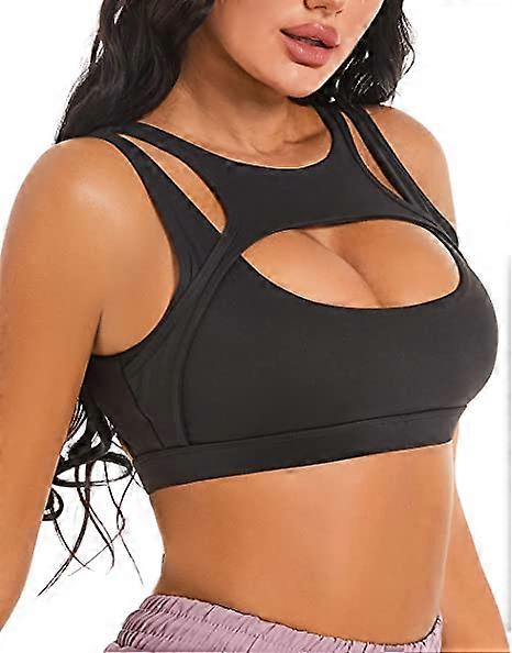 Xianrenge Push Up Sports Bra For Women Sexy Hollow Crop Tops With Removable Cups Yoga Workout Running Medium Support Black Offerte esclusive