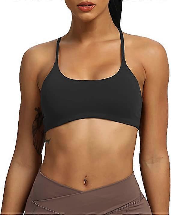 Xianrenge Women's Workout Sports Bras Fitness Backless Padded Ivy Low Impact Bra Yoga Crop Tank Top Black Lightning offer