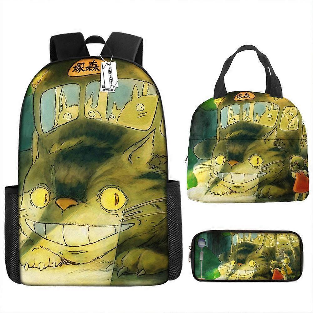 Cartone animato Il mio vicino Totoro Zaino Studente Della Scuola Primaria E Secondaria Zaino Pranzo Borsa Matita Borsa Tre Pezzi Set 11 -HGDMV