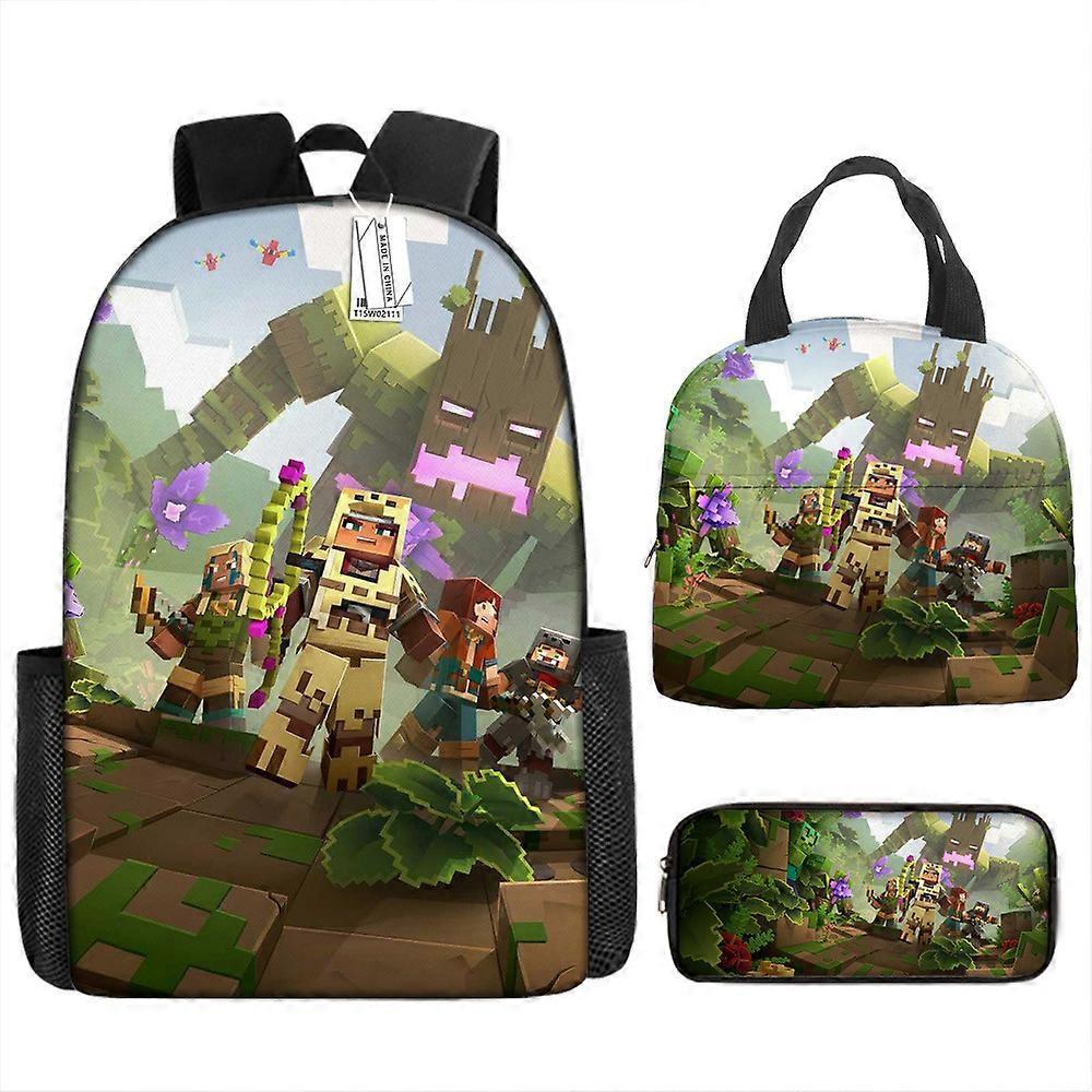 Cartoon My World Zaino Stampato Scuola Primaria E Secondaria Studente Schoolbag Lunch Bag Matita Borsa Tre Pezzi Set 2 -HGDMV Ultimi tre giorni