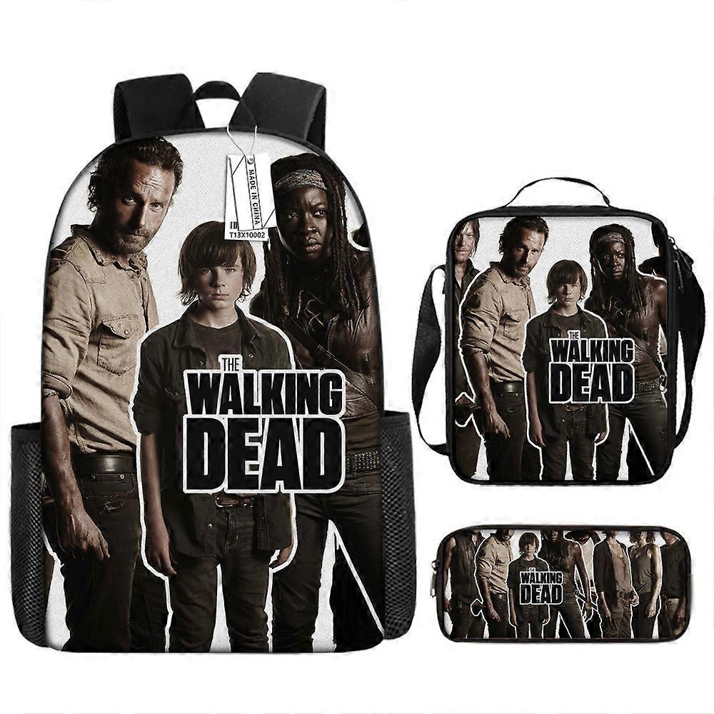 Cartoon Backpack Pencil Bag The Walking Dead High School Boys Stampato Casual Schoolbag Set di tre pezzi 15 -HGDMV Fino al 60% di sconto