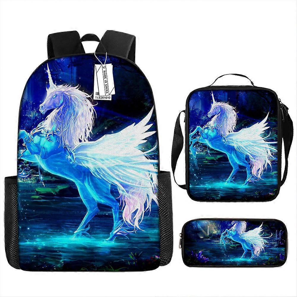 Zaino Cartone Animato Unicorno Studenti Delle Scuole Primarie E Secondarie Tempo Libero Traspirante Romanzo Sacchetto Scolastico Set Da Tre Pezzi 18 -HGDMV