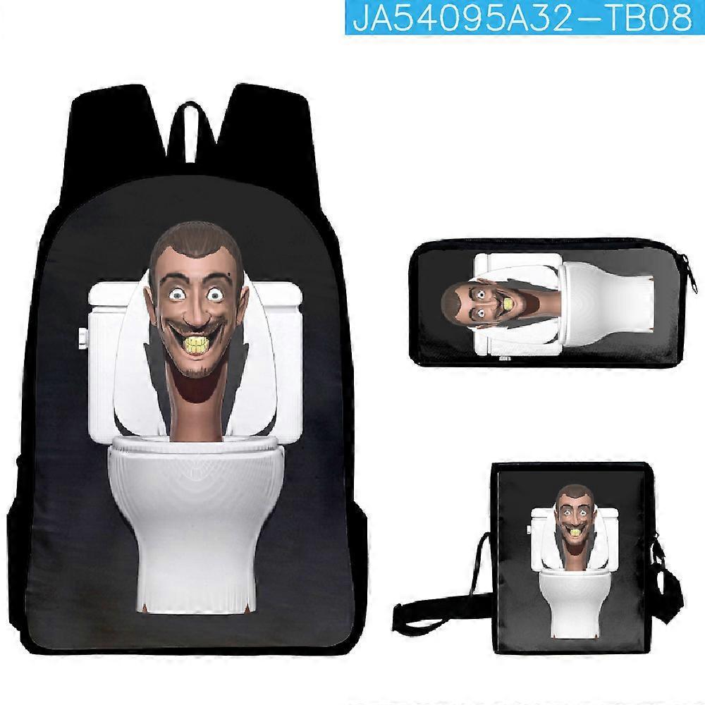 Nuovo Toilet Man Skibidi Toilet Spoof Schoolbag Studente Delle Scuole Elementari E Medie Zaino Zaino Set Da 3 Pezzi -HGDMV Sostegno trimestrale