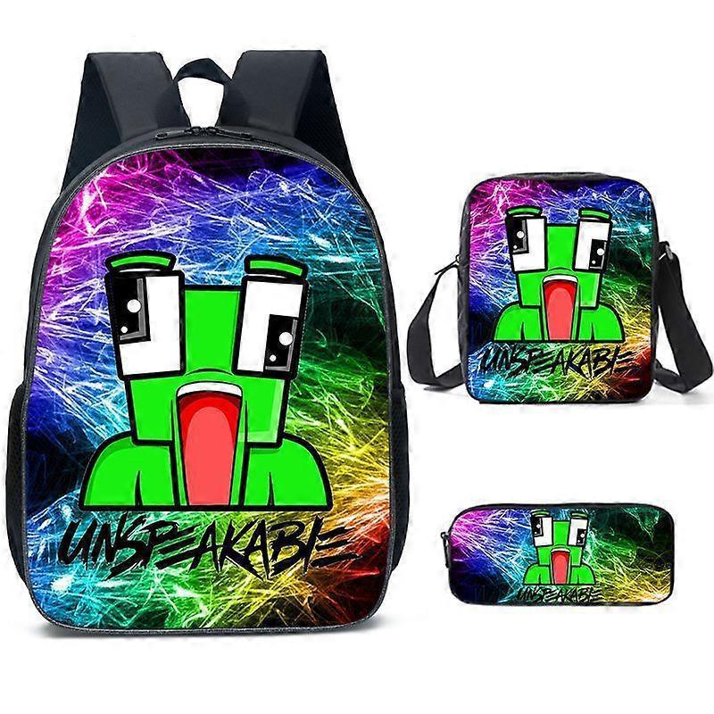 Cartoon Frog Head Zaino casual stampato per bambini per studenti delle scuole primarie e secondarie Schoolbag Borsa a tracolla Set di tre pezzi 13 -HGDMV Super sconto