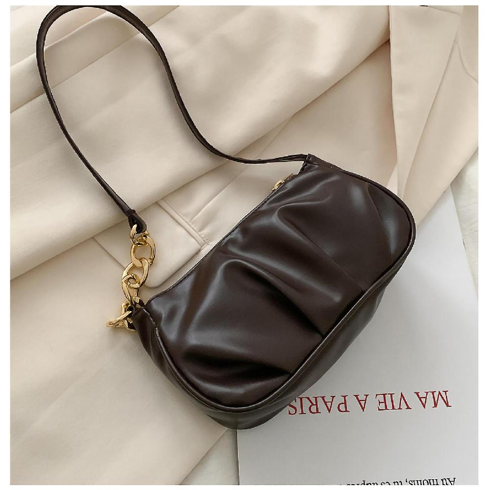 Large Capacity Women Shoulder Bag Soft Polyester Cute Fashionable Handbag Dark Brown Prezzo Ridotto