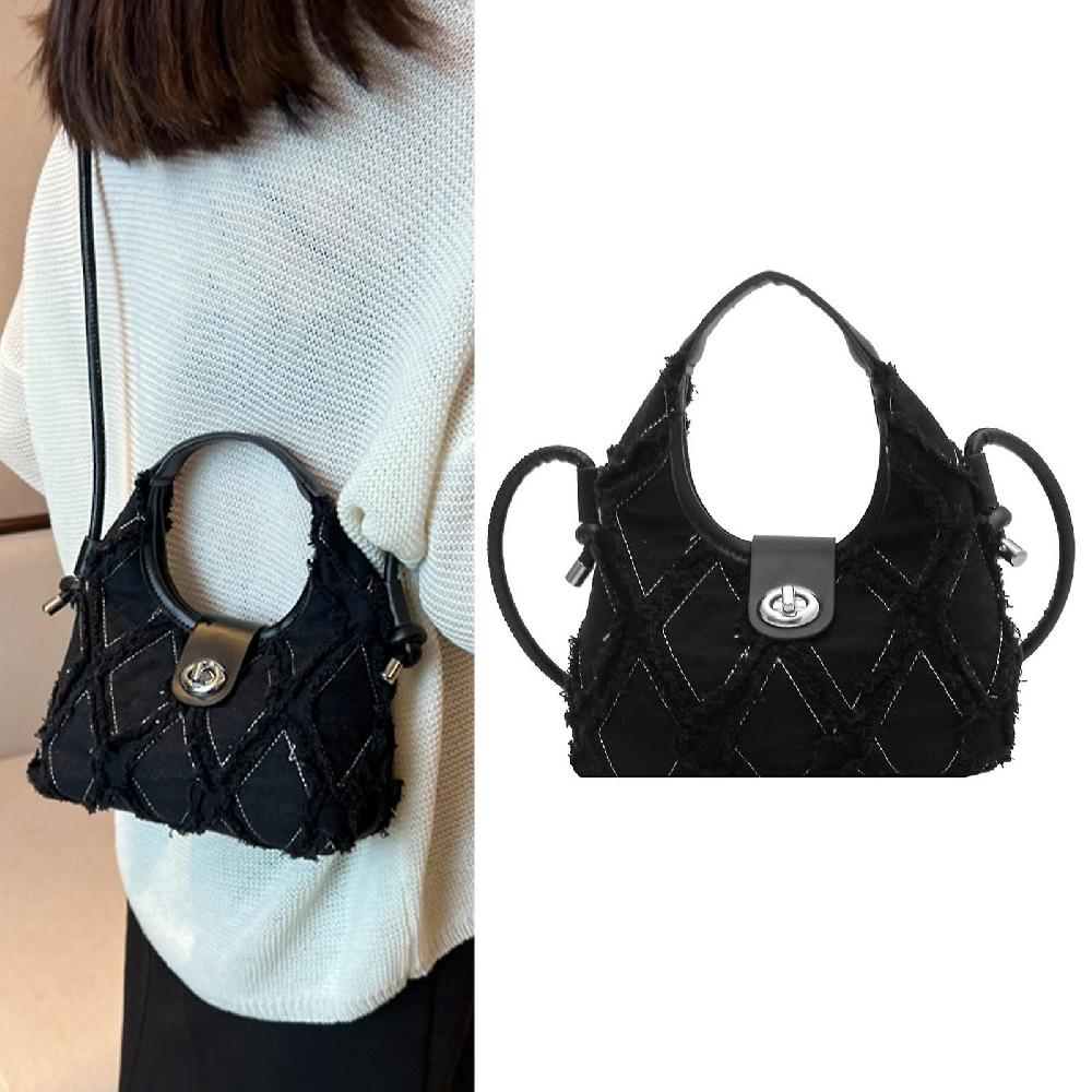 Shoulder Bag for Women Large Capacity Casual Stylish with Metal Locking Buckle Black Online
