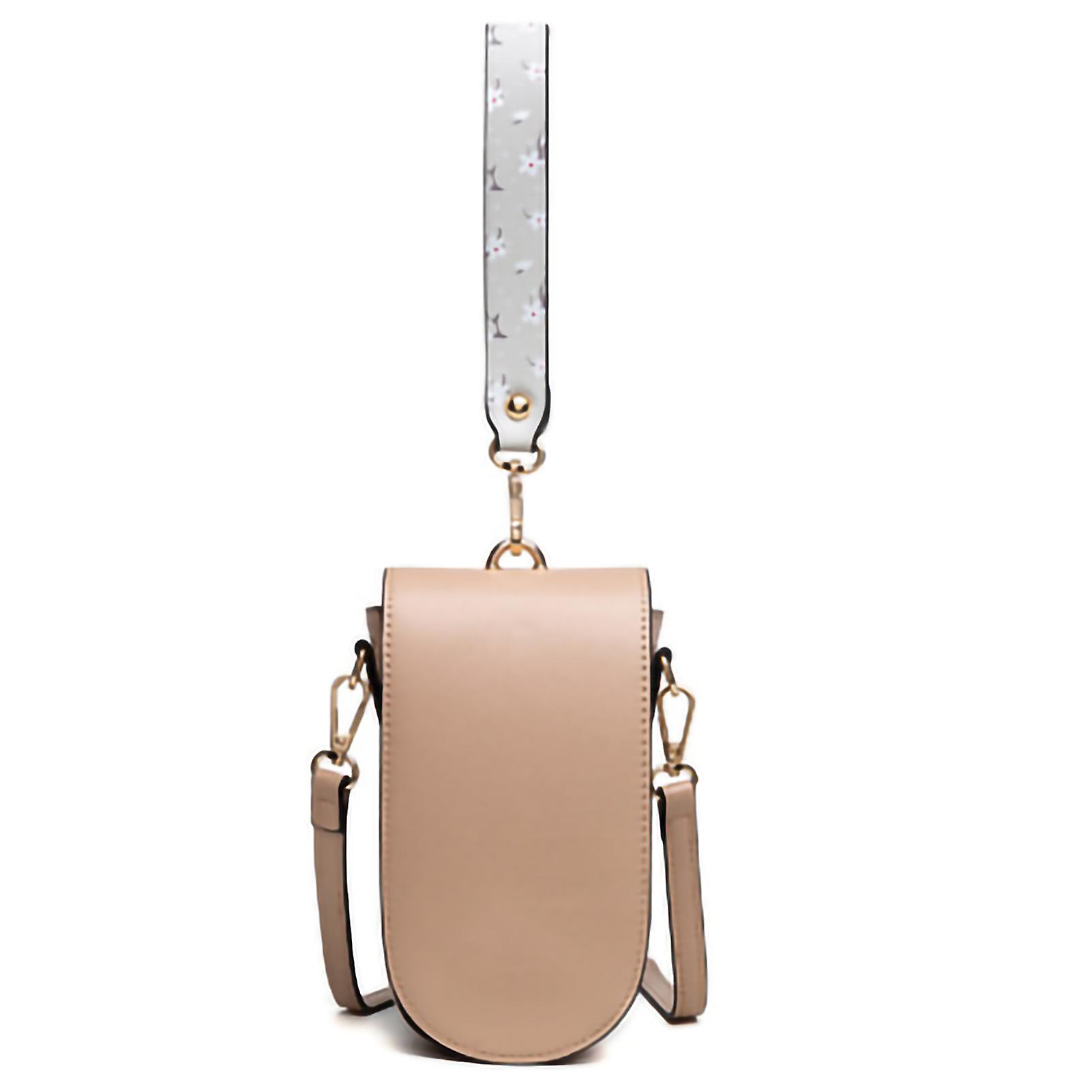 Mobile Phone Bag for Women Simple Layered One Shoulder Design Small Cellphone Pouch Apricot In Vendita