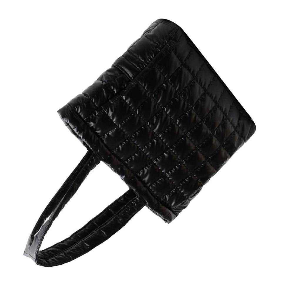 Rhombic Plaid Shoulder Bag Simple Nylon Handbag for Shopping Dating Office Black Free Size Negozio