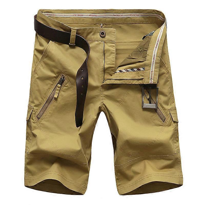 Men's Cotton Casual Multi Pocket Outdoor Cargo Shorts(No Belt)-Khaki color Grande vendita