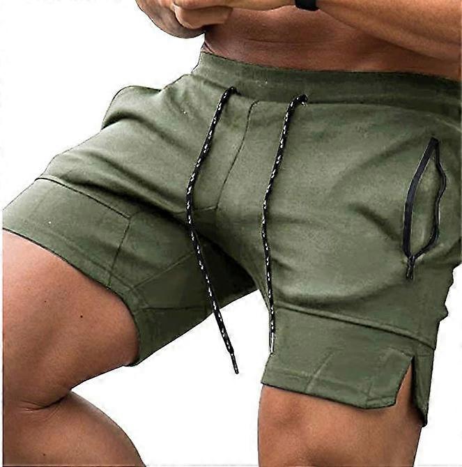 Men's Gym Workout Shorts Lightweight Training Running Sports Jogger with Pockets-Military Green Shopping online
