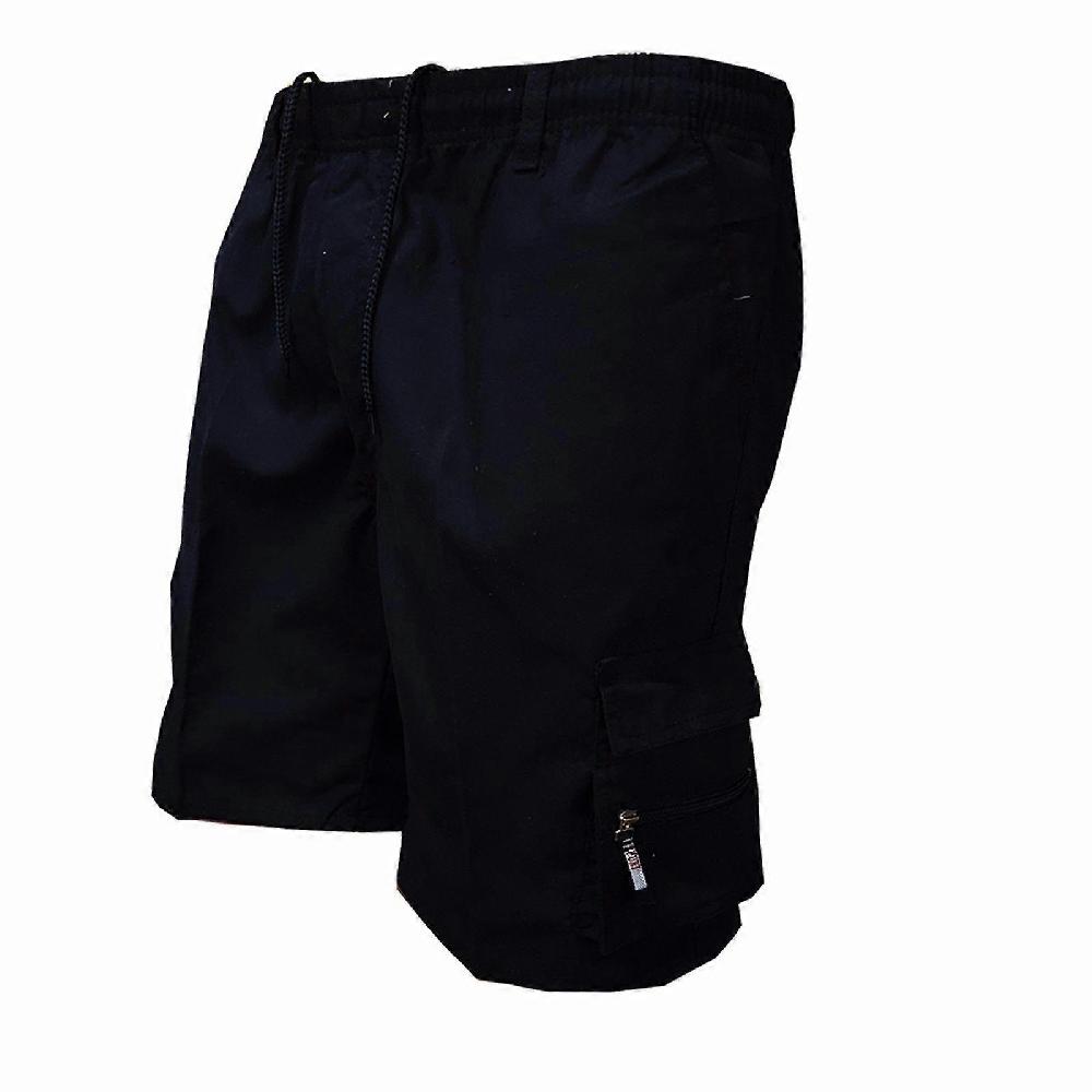 Men's Cargo Shorts Elastic Waistband Relaxed Fit Summer Casual Shorts-black Offerta Anniversario