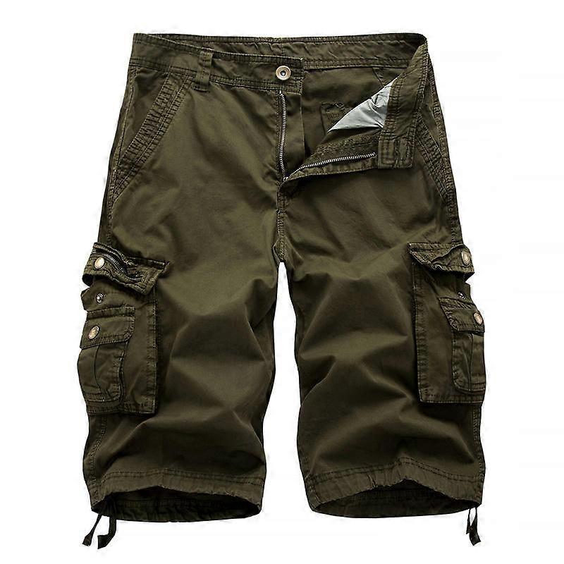 Men's Cargo Shorts Relaxed Fit Multi-Pocket Outdoor Cotton Shorts -Military Green Online Outlet
