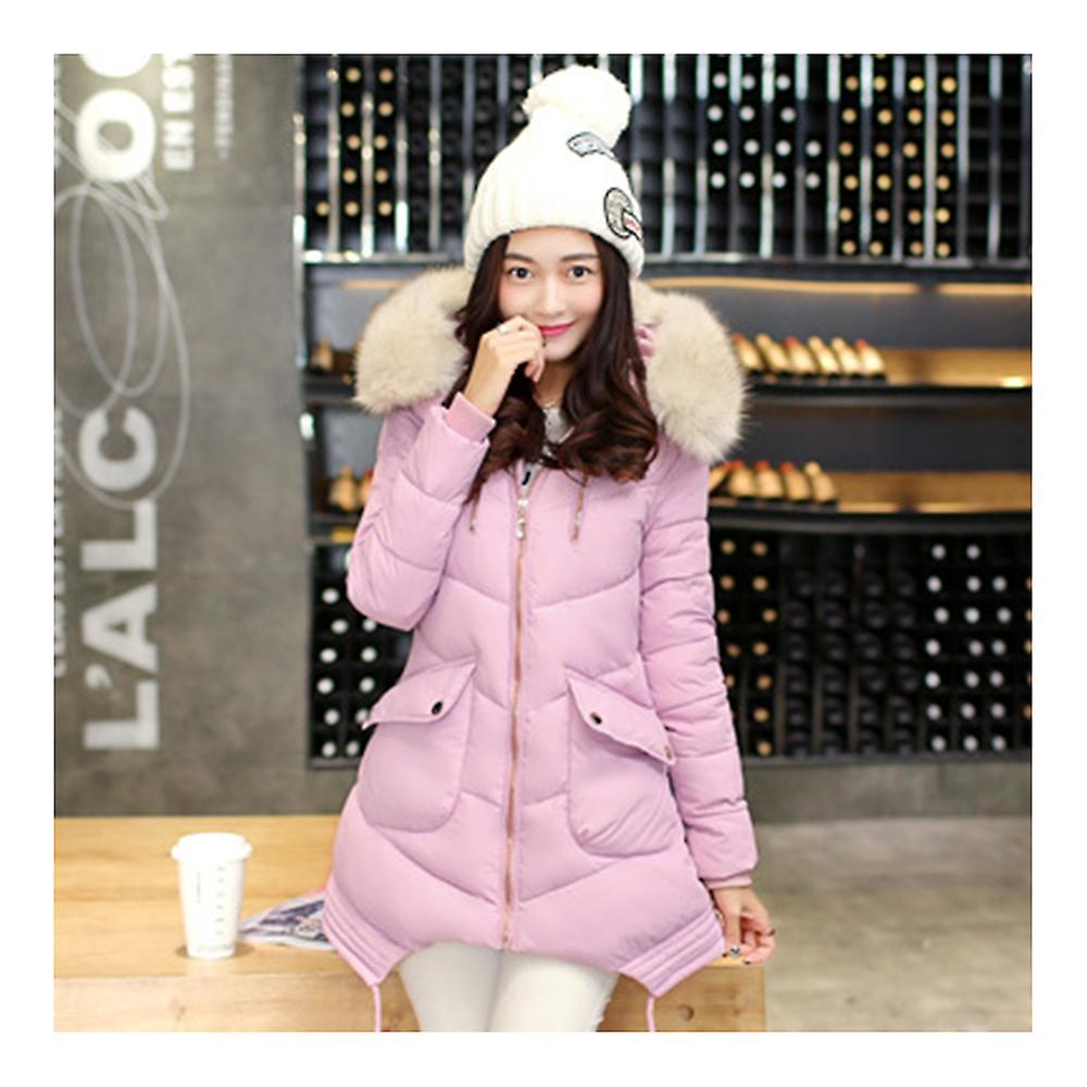 Woman Fur Collar Hoodied Slim Down Coat Middle Long Thick Latest stili