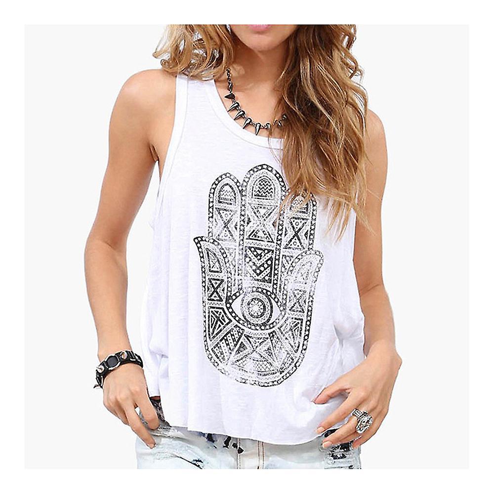 Printing Layered Backless Loose Round Collar Vest Women Promozione temporanea