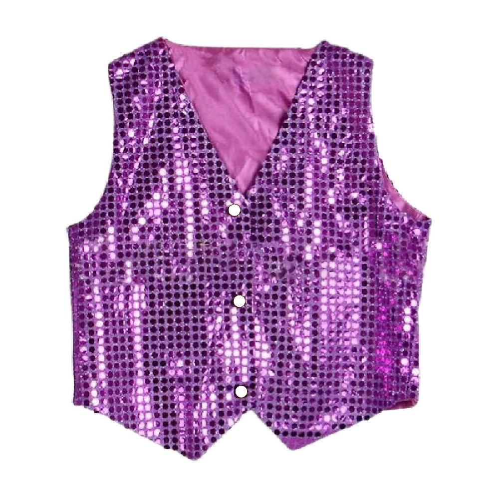 Costume Gilet Glitter Unisex Colorato Bambini Gilet di paillettes senza maniche per festa Sostegno trimestrale