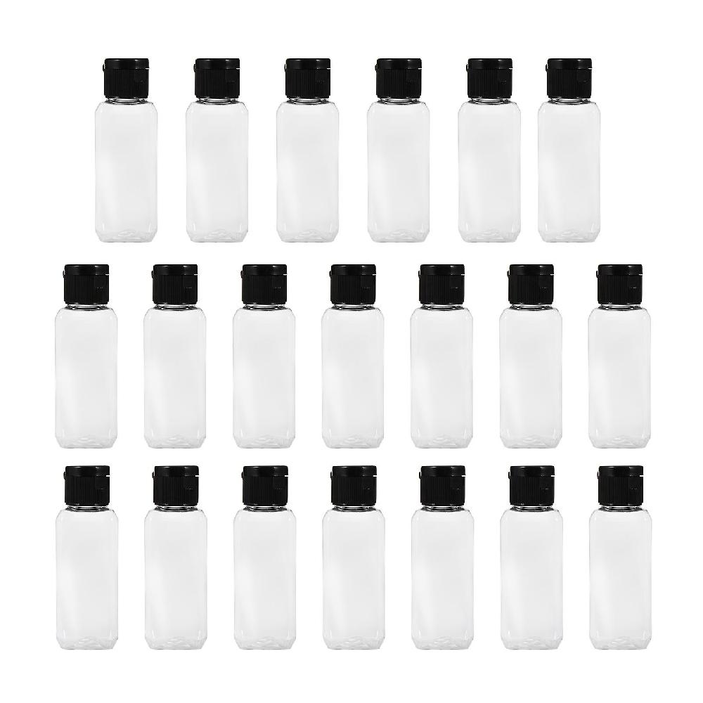 20Pcs 50ml Portable Travel Bottle Clear Plastic Empty Refillable Reusable Bottle Transparent color black Italia