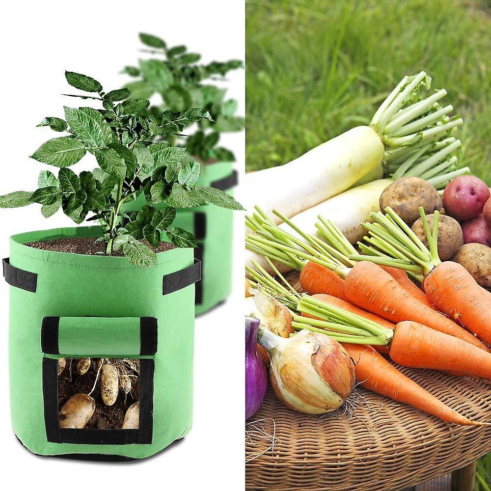 3-piece Plant Bag Non-woven Fabric Plant Bag Potato Bag Plant Bag For Potatoes Vegetables Flowers Plants (23x 28 Cm Green) Qualità Garantita