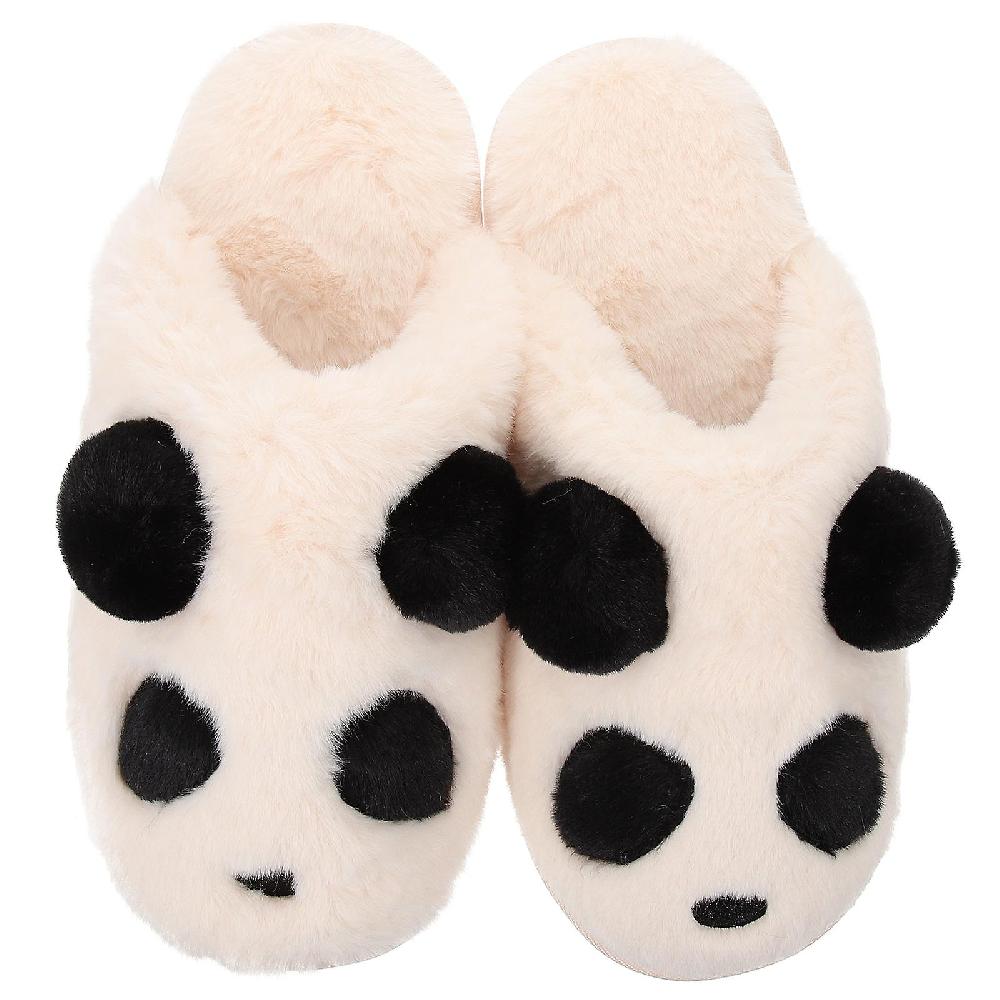 1 Pair Fluffy Slipper Indoor Slippers Fuzzy Slippers Cartoon Panda Slippers Cute Slippers Vendita Economica