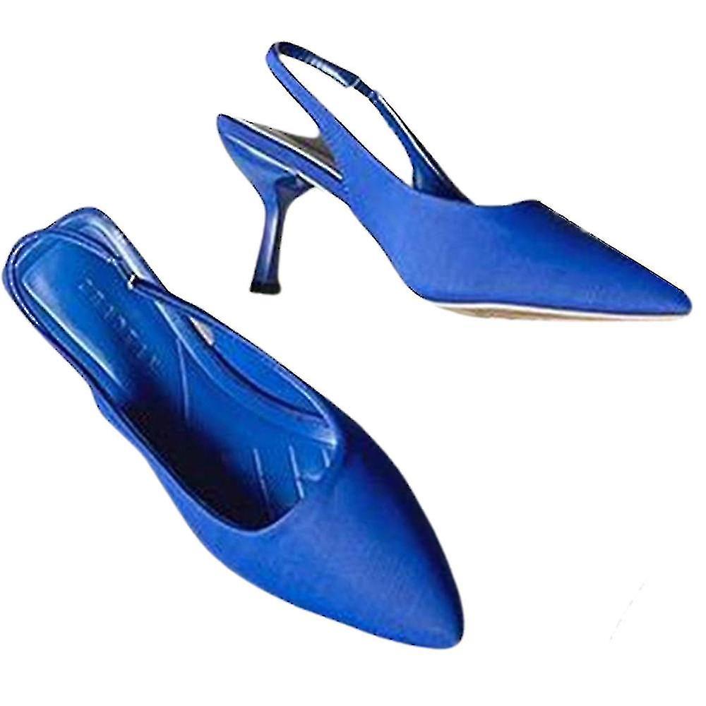 Scarpe da donna con tacchi a punta Sandali Festa Cinturino alla caviglia Slingback Tacchi a spillo Tacchi alti Slip On Mules Scarpe Blu 39 Vendite stagionali