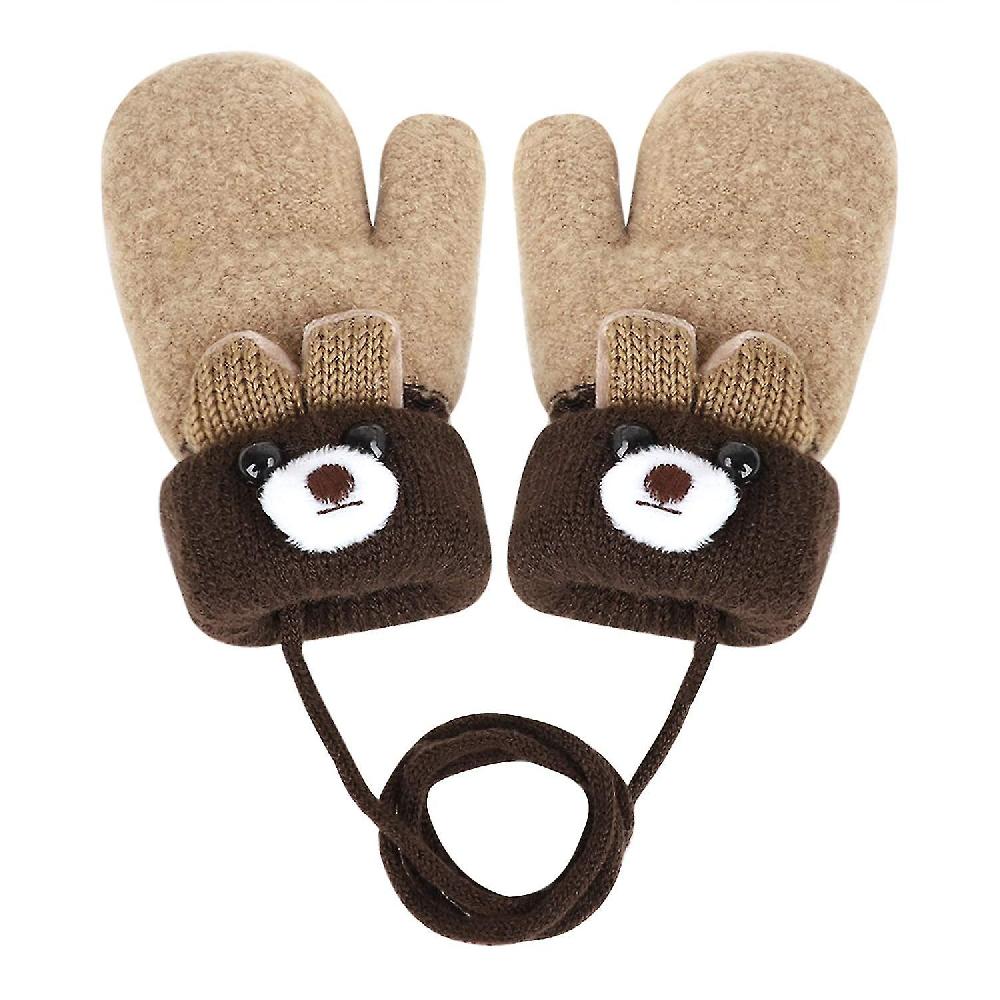 Toddler Warm Winter Full Finger Gloves Infant Thick Fleece Lined Ski Gloves With Cords Offerta Giorno del Papà