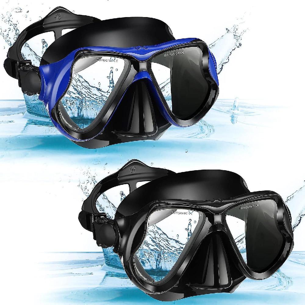 2 Pack Swim Mask For Adult Swimming Snorkel Diving Mask Swimming Goggles With Nose Cover Clear View Anti Fog Swim Mask Tempered Glass Snorkeling Goggl Online Outlet