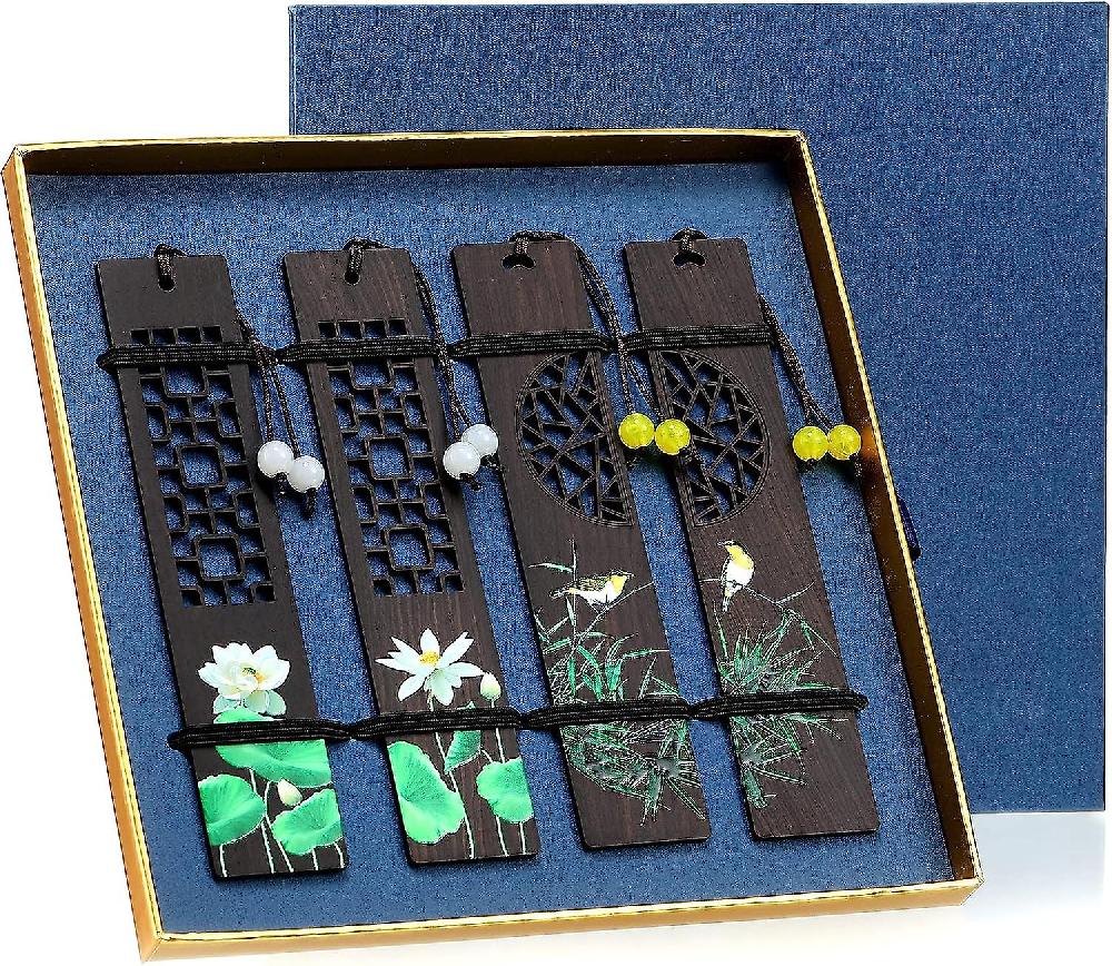 4 Pieces Wood Bookmark For Men Women Book Lovers Handmade Natural Wooden Carving Book Mark Bookmarks Box Set Ideal For Birthday Present Teachers Ap Offerte esclusive