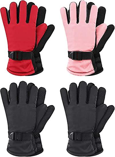4 Pairs Kids Winter Gloves Waterproof Snow Ski Gloves Warm Unisex Camouflage Gloves For Cold Weather Girls Boys Children Bestseller
