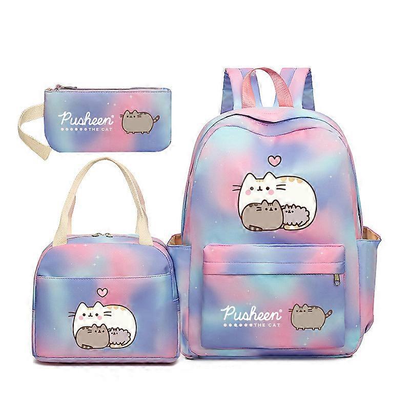 Pusheen Fat Cat Gradiente Arcobaleno Zaino Girly Ins Studenti Della Scuola Primaria E Secondaria Zaino Scolastico In Tre Pezzi Cielo Stellato Blu Viola ~ 4 Sconti VIP