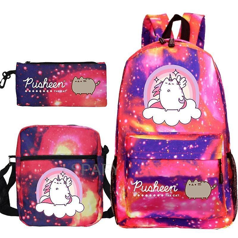 Zaini per gatti grassi Kawaii Pusheen Print 3pcs / set Ragazzi Ragazze Back To School Regalo Bambini Bagpack Borse da viaggio Ritorno libero