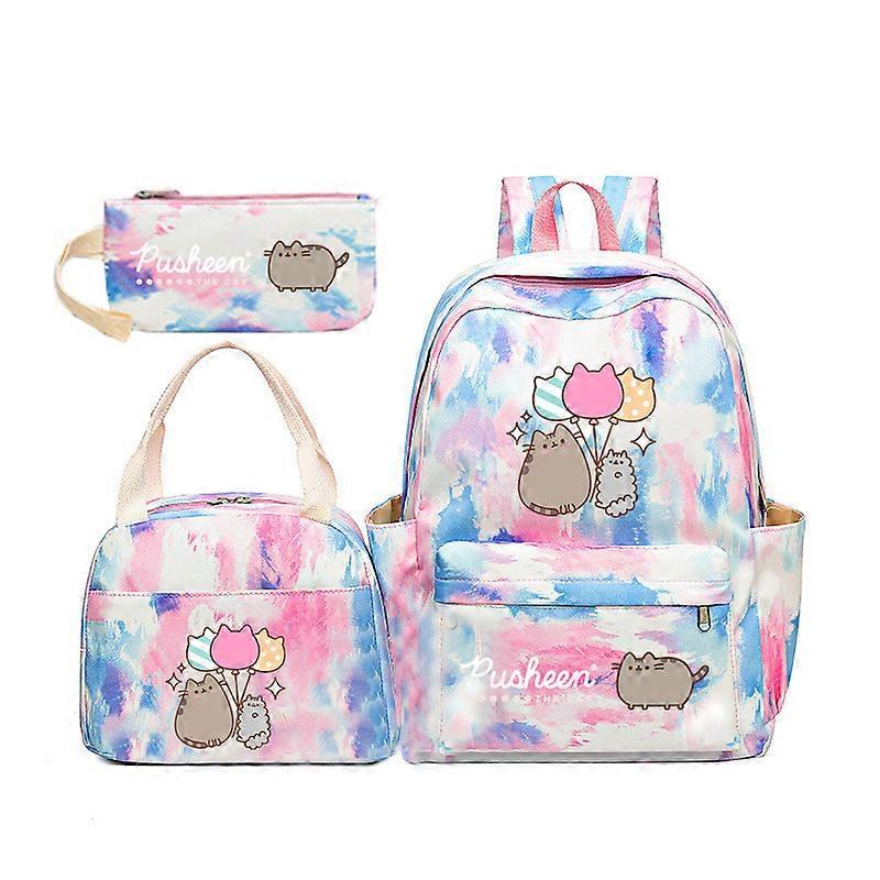 Pusheen Fat Cat Gradient Rainbow Backpack Girly Ins Studenti della scuola primaria e secondaria Zainetto in tre pezzi Blur bianco ~ 5 Ultimi tre giorni