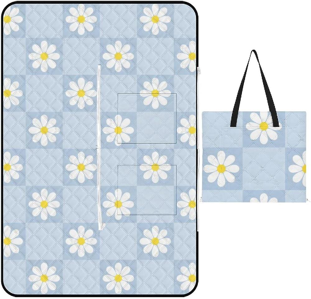 EDGFEWWOI34Ethnic Background Picnic Blanket Outdoor Camping Mat Foldable Portable Tote Bag 3-Layer Waterproof Backing for Outdoors Concerts Beach Par Esporta salva