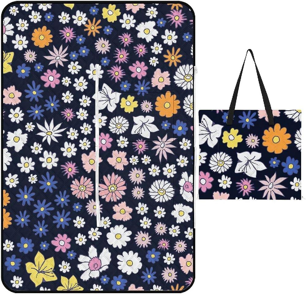 EDGFEWWOI238Ethnic African Theme Picnic Blanket Outdoor Camping Mat Foldable Portable Tote Bag 3-Layer Waterproof Backing for Outdoors Concerts Beach In vendita