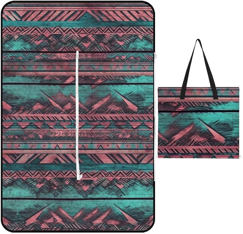 EDGFEWWOI349Colorful Wooden Print Picnic Blanket Outdoor Camping Mat Foldable Portable Tote Bag 3-Layer Waterproof Backing for Outdoors Concerts Beac 50% di sconto per tempo limitato