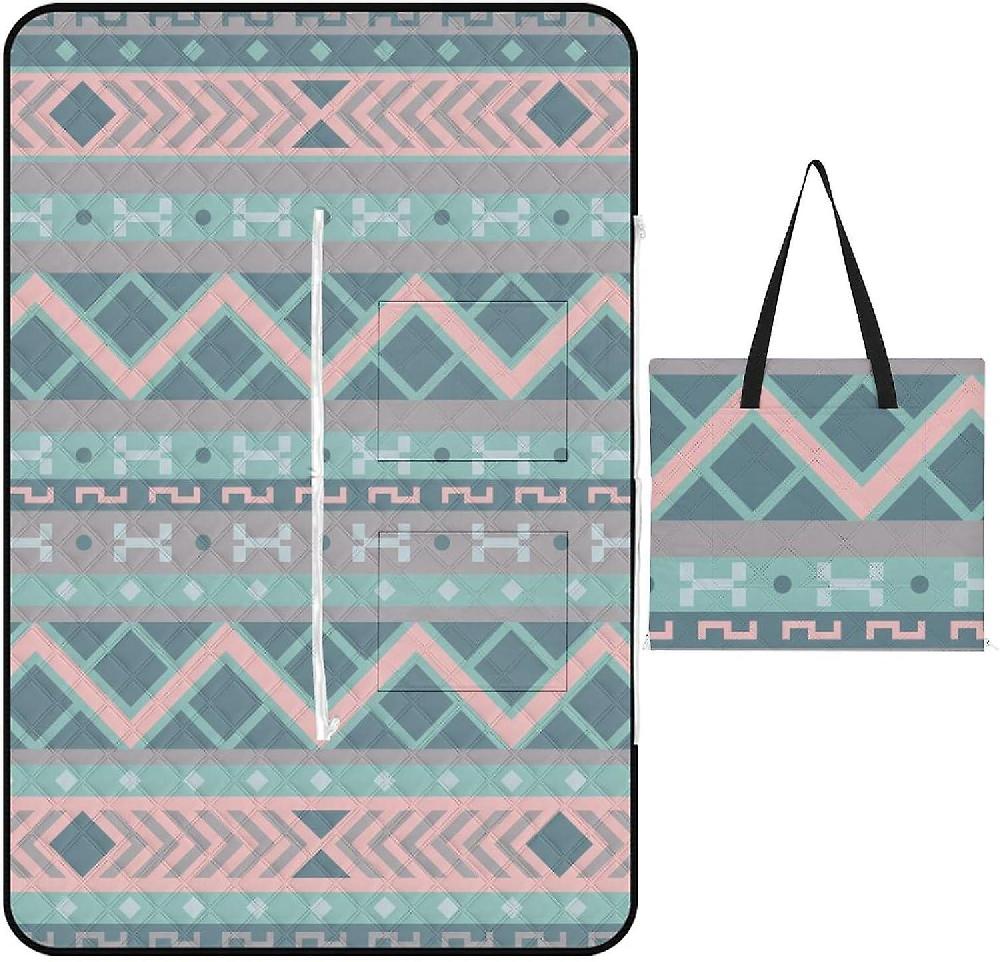 EDGFEWWOI775Geometric Mosaic Pattern Picnic Blanket Outdoor Camping Mat Foldable Portable Tote Bag 3-Layer Waterproof Backing for Outdoors Concerts B Italia