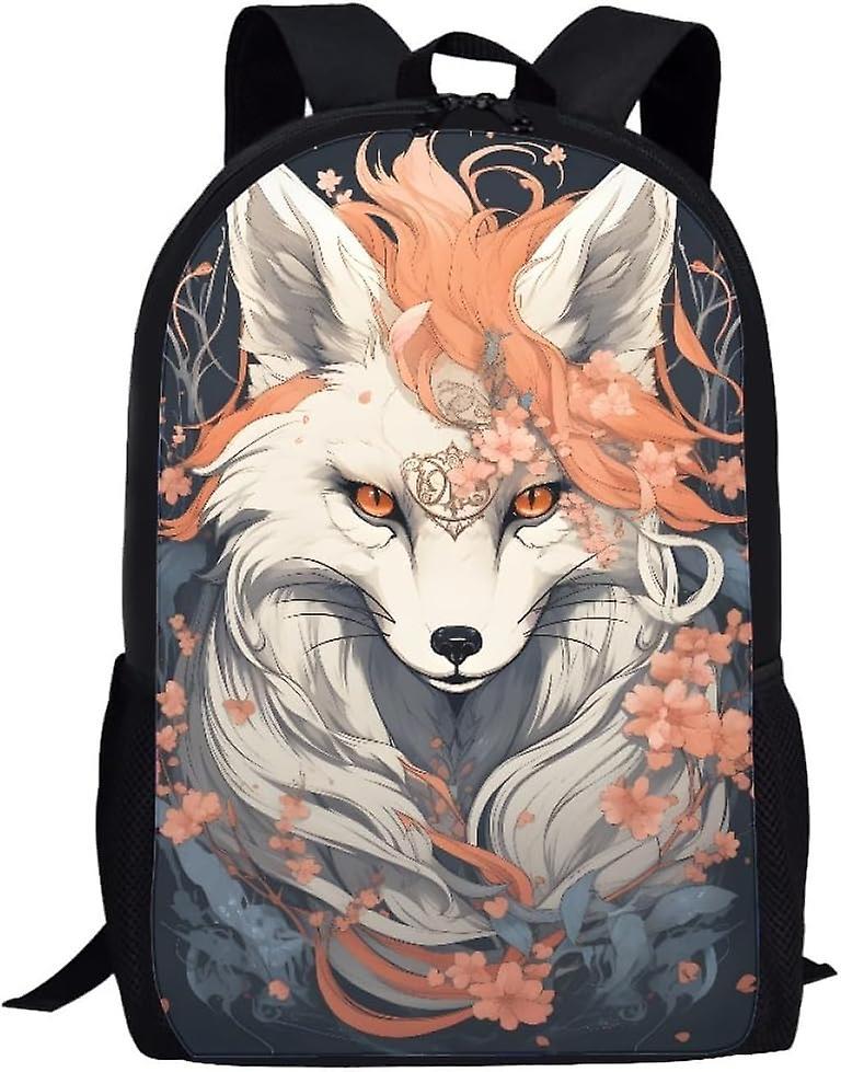 YJG POJHH970Fox Totem Zaino Stampato per Primario Ragazzo Ragazza Animale Borse Scolastiche Zaino Borse da Viaggio Borse da Campeggio Fiore di Luna Volpe Arancione-Volpe Arancione In Linea