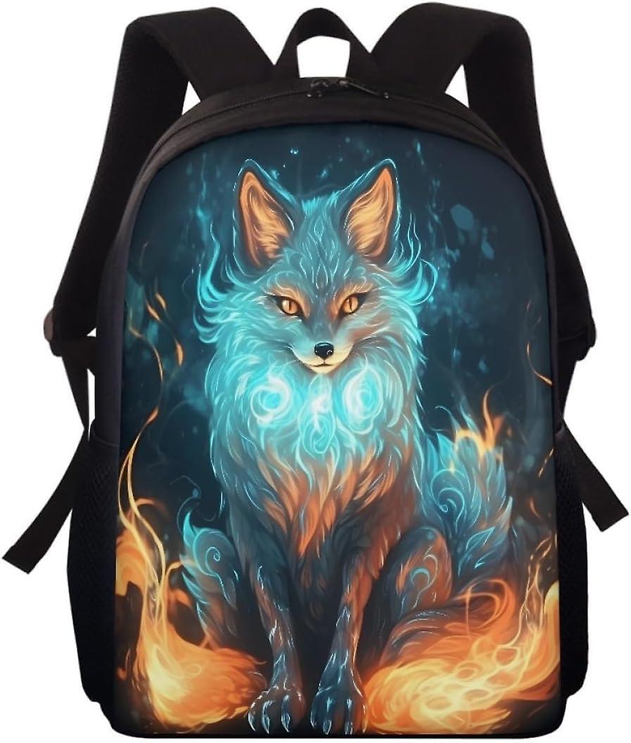 YJG POJHH10953D Animal Printed Book Bags Zaini per Ragazzo Uomo Bianco Volle Daypack Borsa a Tracolla per la Scuola Media Elementare Orange Fox-Cool Totem Fox Spedizione Gratuita