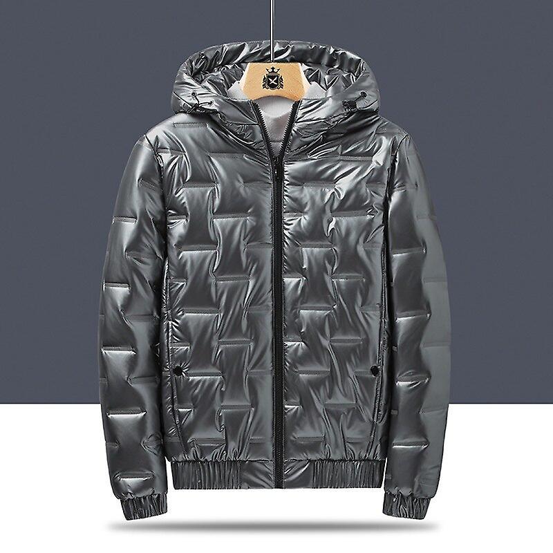Winter Glossy Men's Hooded Down Parkas Male Windbreaker Fashion Thermal Coats Mens Thick Warm Black Jackets Brand Outwear Coat Grandi sconti