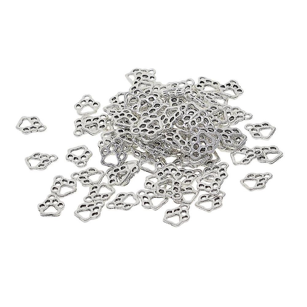 100 Pieces Tibetan Silver Hollow Pet Cat Paw Footprint Jewelry Making Charms Fino al 65% di sconto