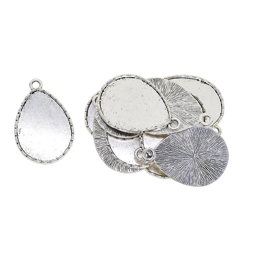 10 X Tibetan Silver Blank 30 X 40 Drop Cabochon Bezel Base Pendants Super sconto
