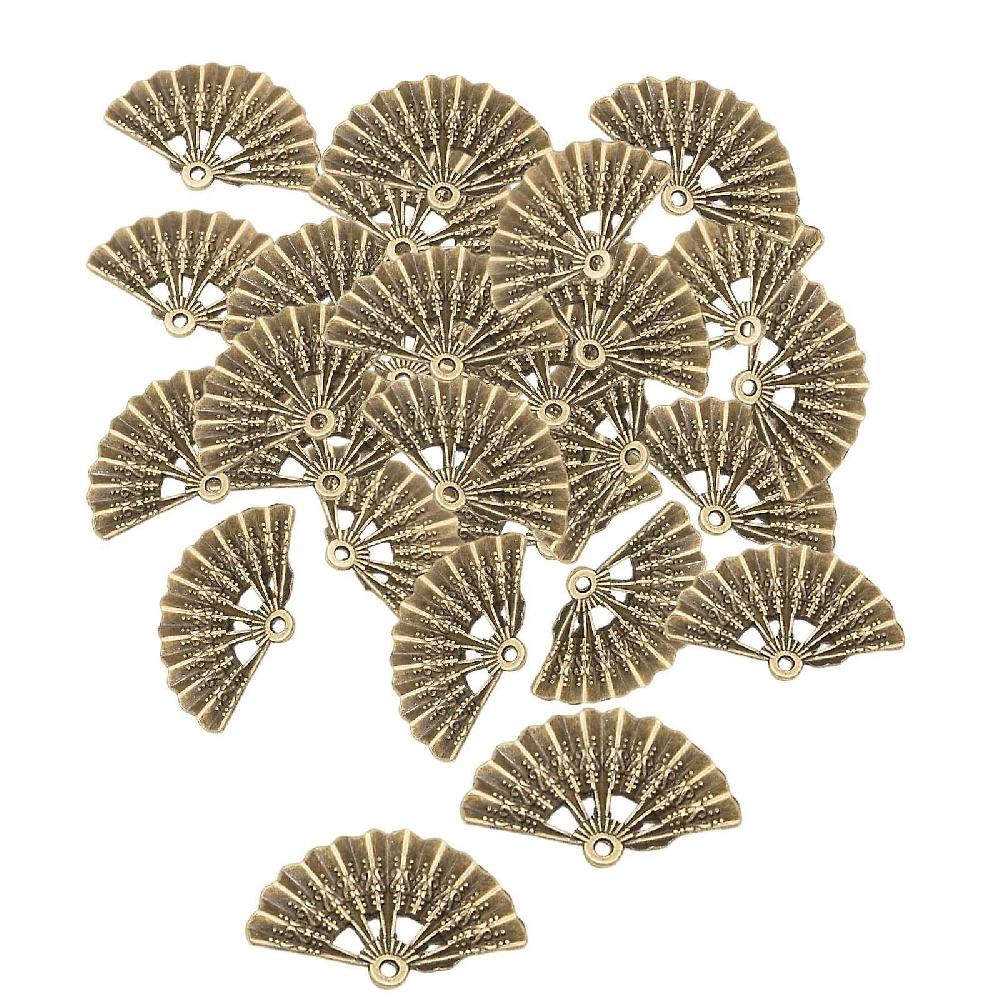 50pcs Vintage Metal Fan Charms Pendents For Hairpin Jewelry Making Necklace Antique Bronze Limitato a 3 giorni