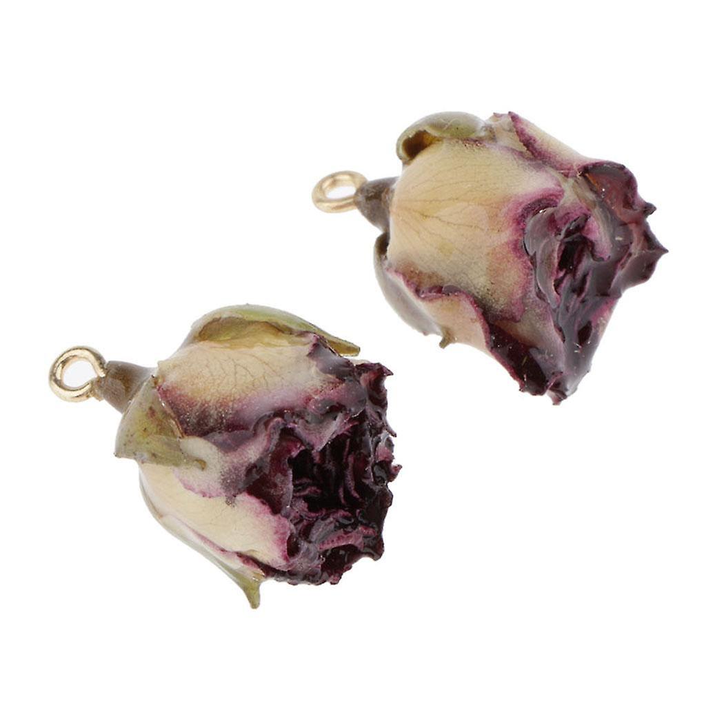 1 Pair Resin Dried Flower Rose Charms Diy Jewelry Making Findings With Leaf 2025