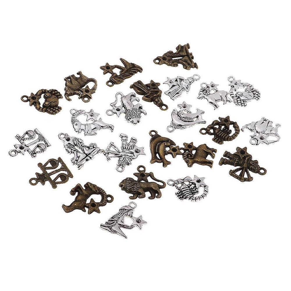 24 Pieces Jewelry Making Antiqued Vintage Style Round Charm Pendants In Linea