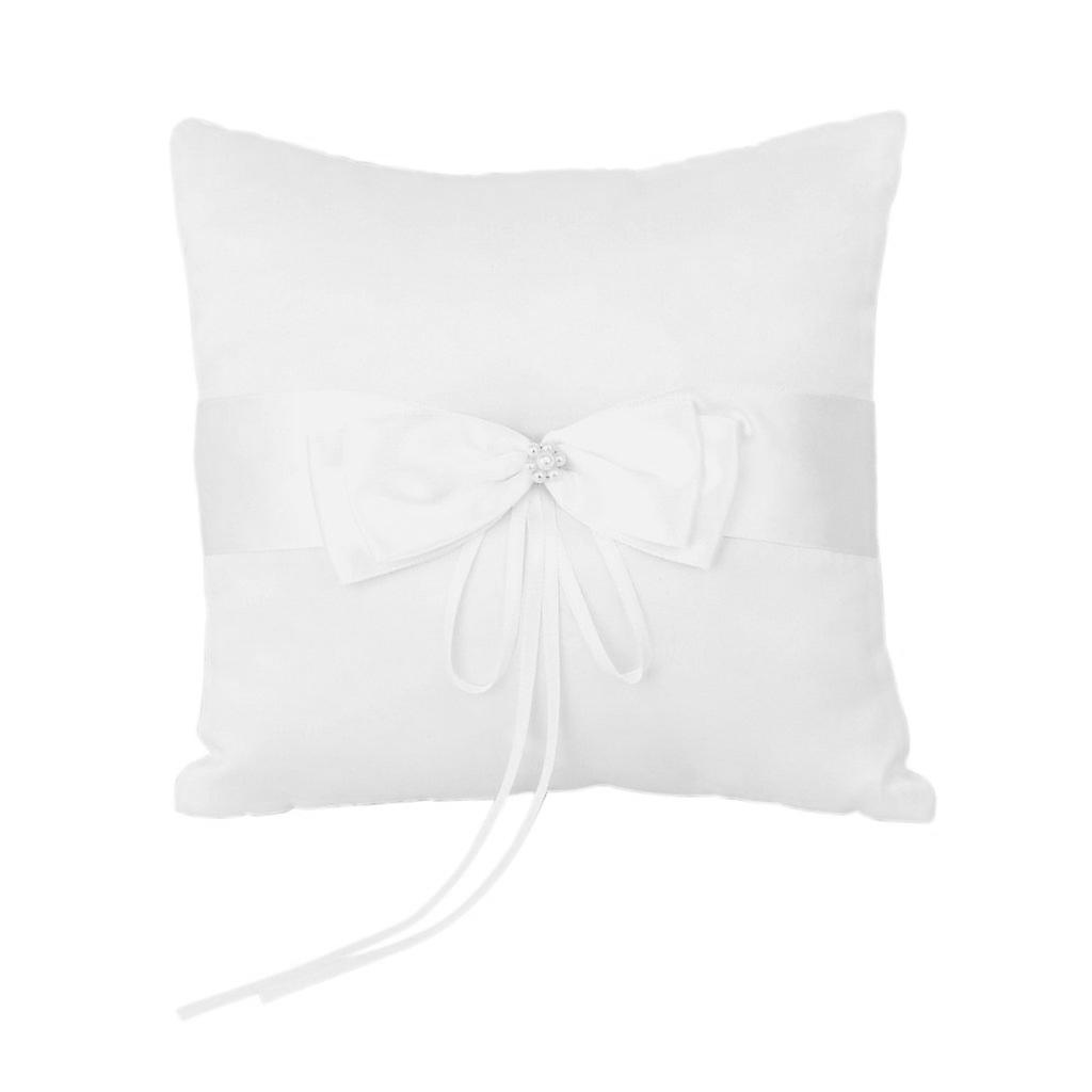 Faux Pearl Flower Wedding Party Pocket Ring Pillow Cushion 4" x 4" Fino Al -60%
