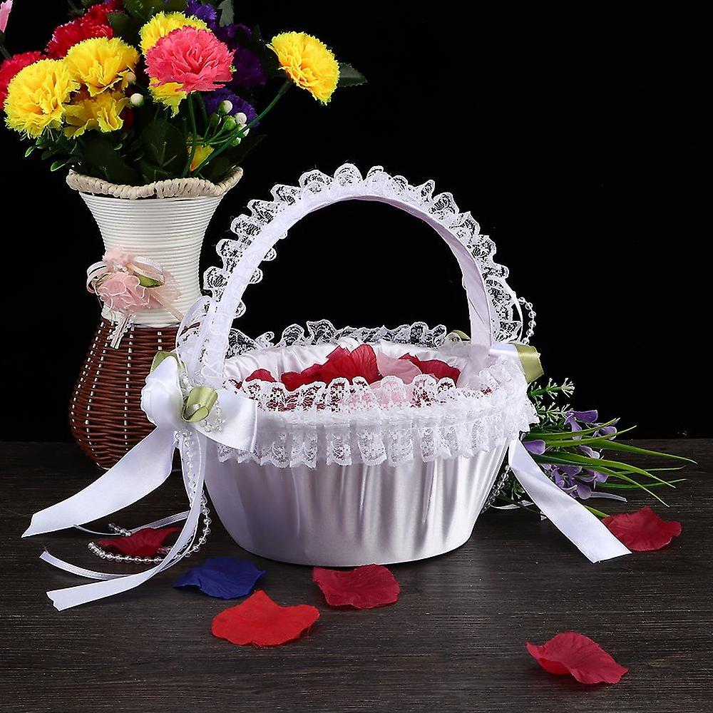 Large Wedding Flower Girl Basket with Lace Decoration Elegant Design Vendite Flash