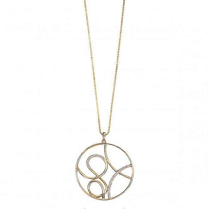 Elements Yellow Gold Round Scroll Pendant Pave Detail GP717Z475GN051 Black Friday