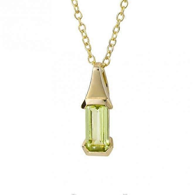 Elongated Green Peridot 9ct Yellow Gold Pendant GP1009G Vendita calda