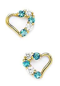 14k Yellow Gold December Blue CZ Cubic Zirconia Simulated Diamond Love Heart Screw Back Earrings Measures 7x8mm - Earrin Offerta settimanale