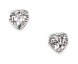 14k White Gold Love Heart Screw Back Earrings Measures 6x6mm - Earring for Women Ritorno libero