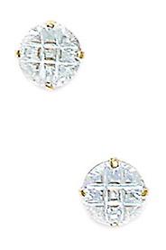 14k Yellow Gold 6mm 9 Segment Round CZ Cubic Zirconia Simulated Diamond Basket Set Earrings - Earring for Women Fino al 60% di sconto