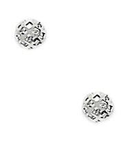 14k White Gold Square Pattern Half Ball Earrings Measures 4x4mm - Ball Earring for Women Fino al 65% di sconto